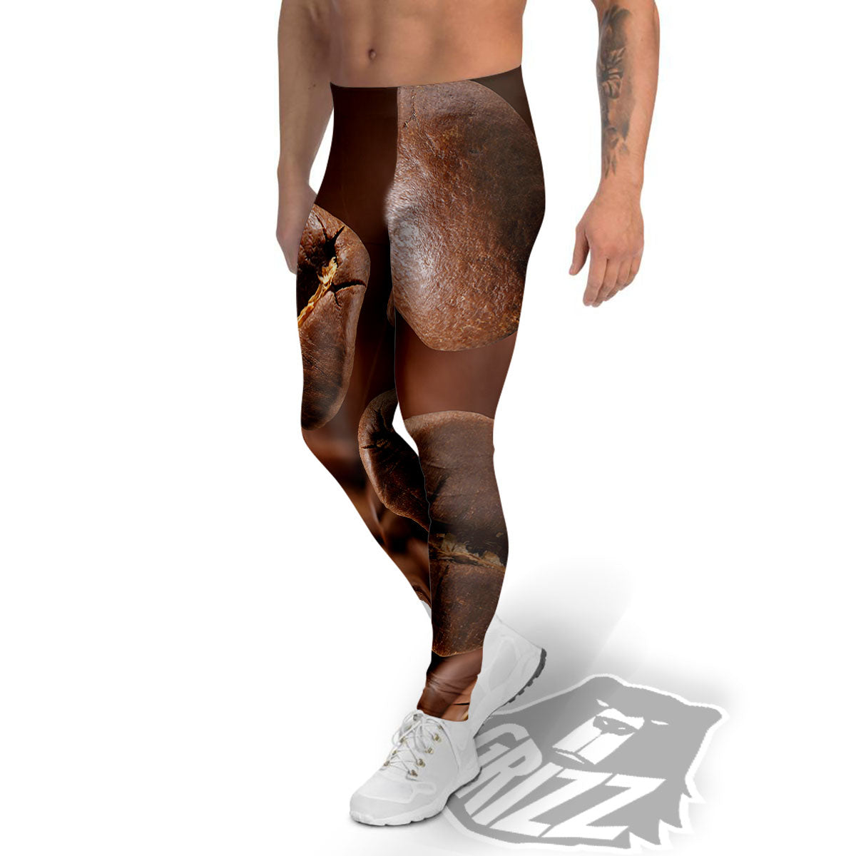 Roasted Coffee Bean Print Men's Leggings-grizzshop