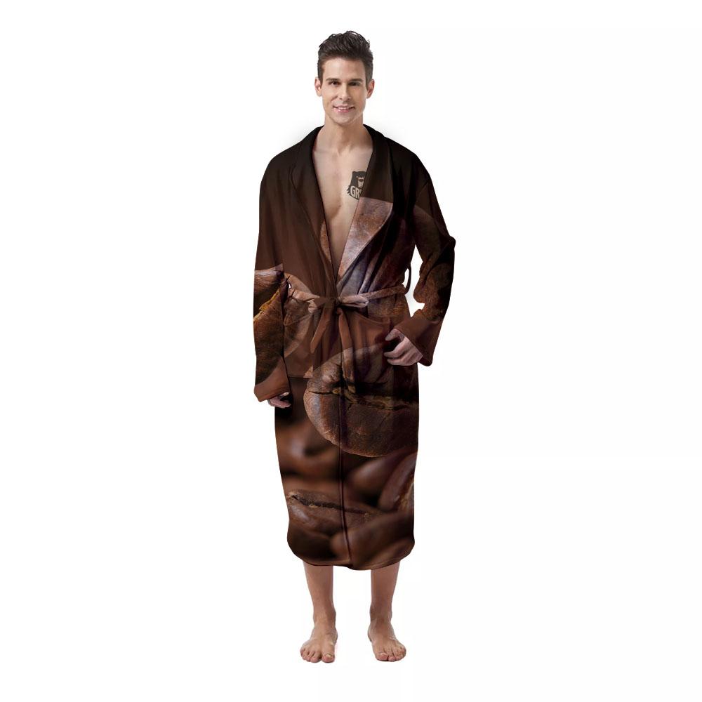 Roasted Coffee Bean Print Men's Robe-grizzshop