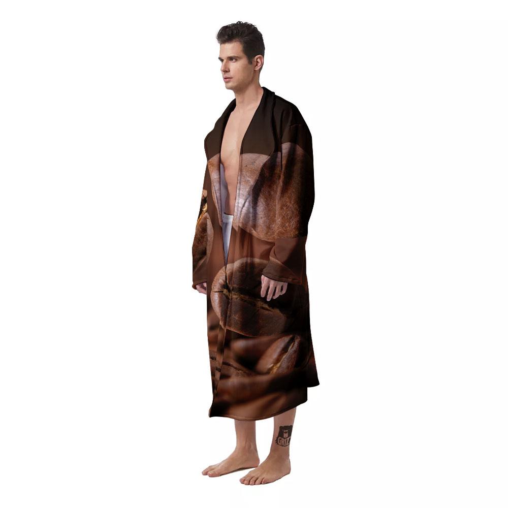 Roasted Coffee Bean Print Men's Robe-grizzshop