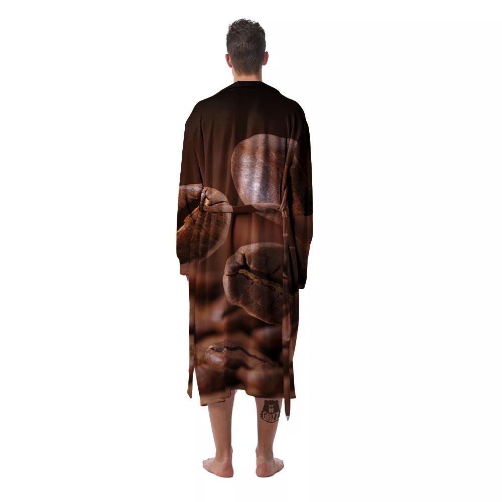 Roasted Coffee Bean Print Men's Robe-grizzshop