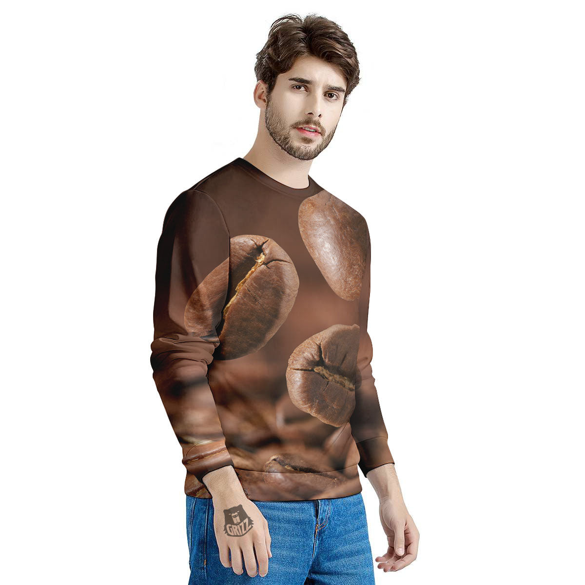 Roasted Coffee Bean Print Men's Sweatshirt-grizzshop