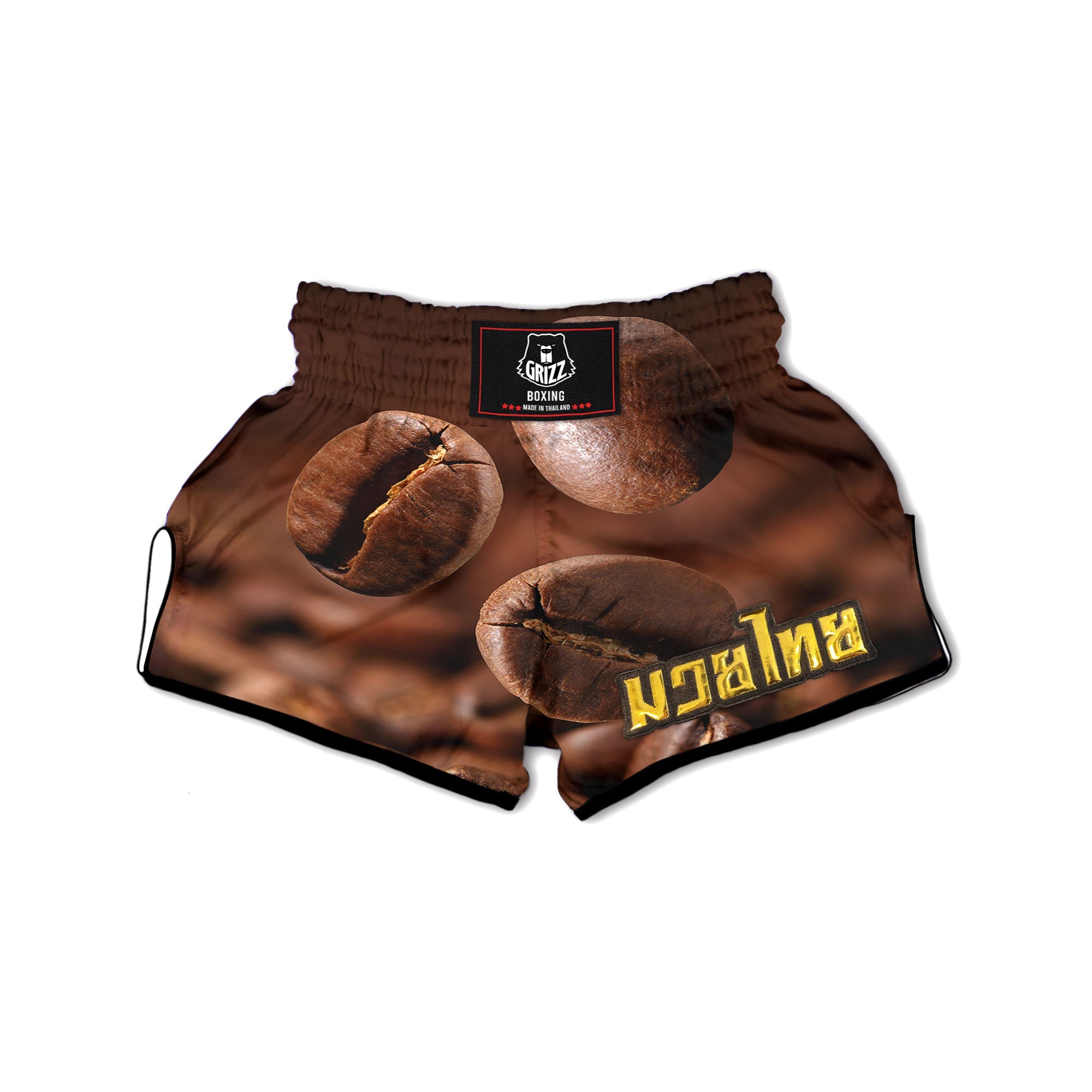 Roasted Coffee Bean Print Muay Thai Boxing Shorts-grizzshop