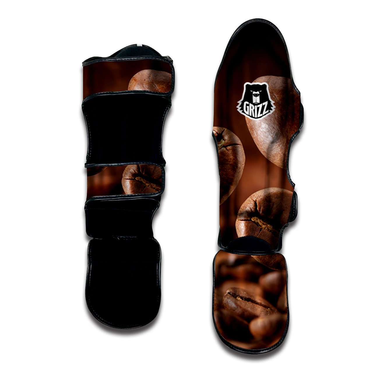 Roasted Coffee Bean Print Muay Thai Shin Guards-grizzshop