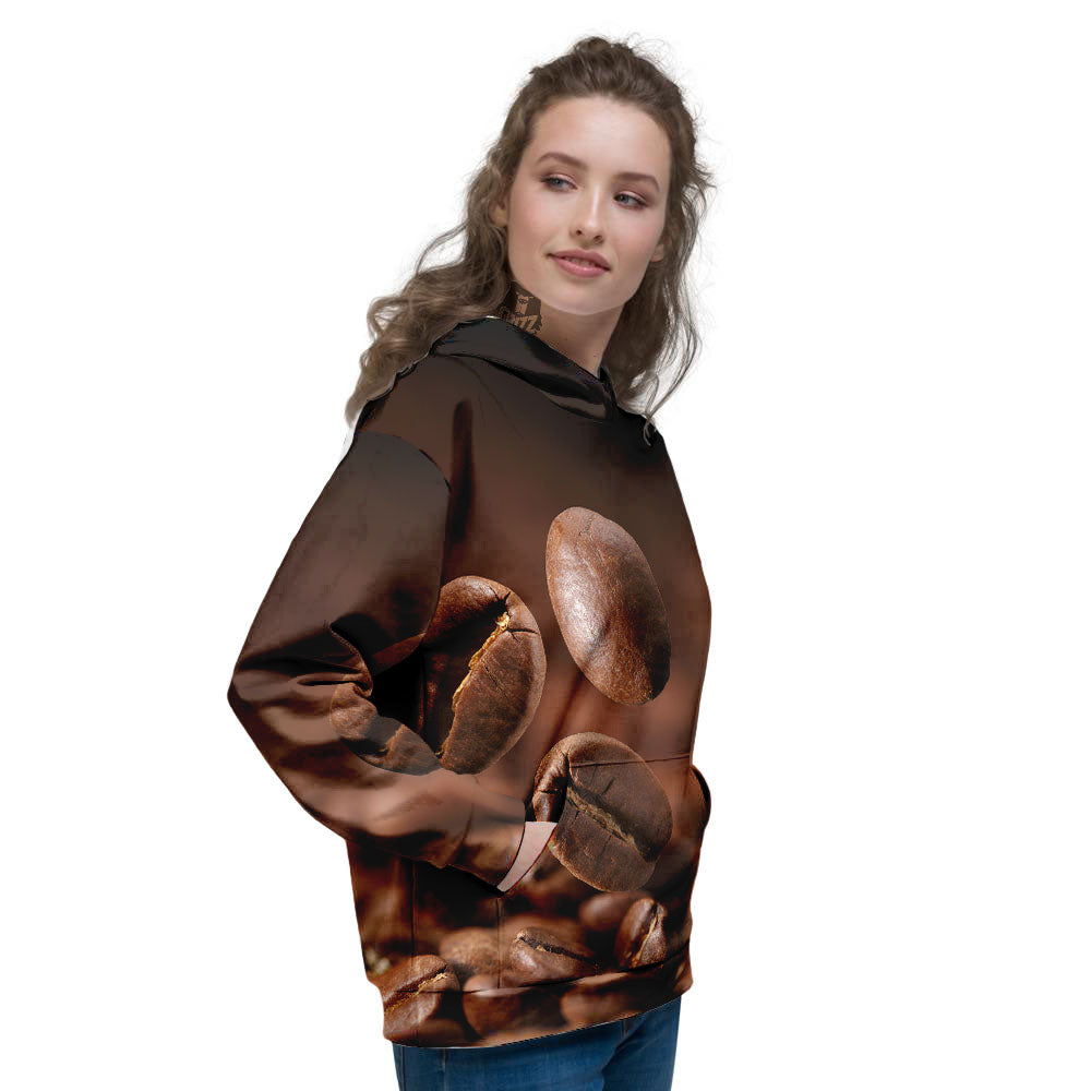 Roasted Coffee Bean Print Women's Hoodie-grizzshop