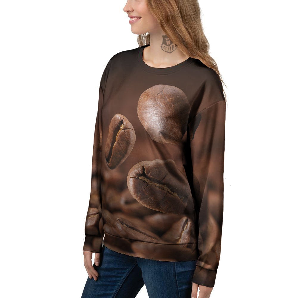 Roasted Coffee Bean Print Women's Sweatshirt-grizzshop