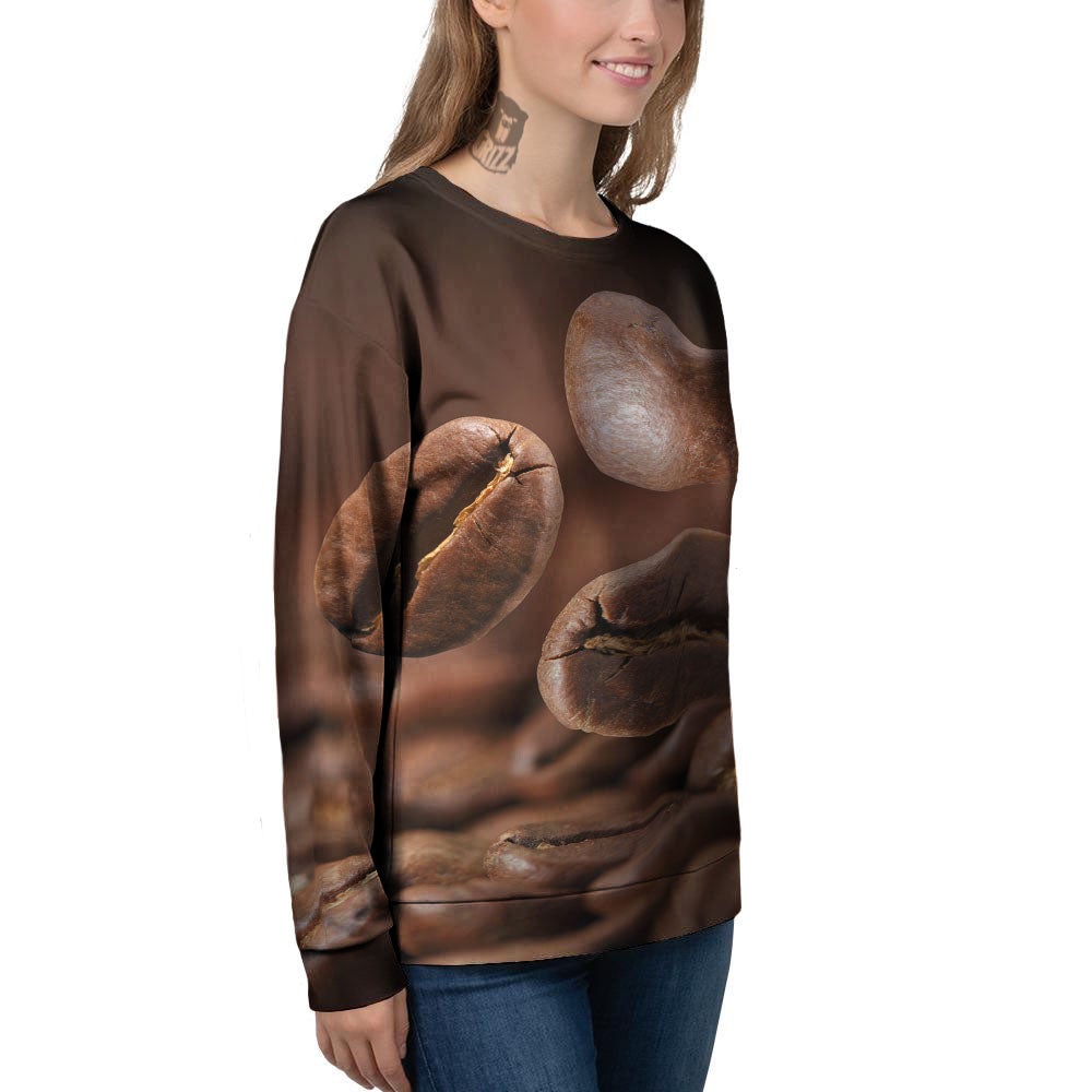 Roasted Coffee Bean Print Women's Sweatshirt-grizzshop