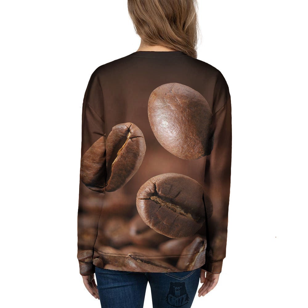 Roasted Coffee Bean Print Women's Sweatshirt-grizzshop