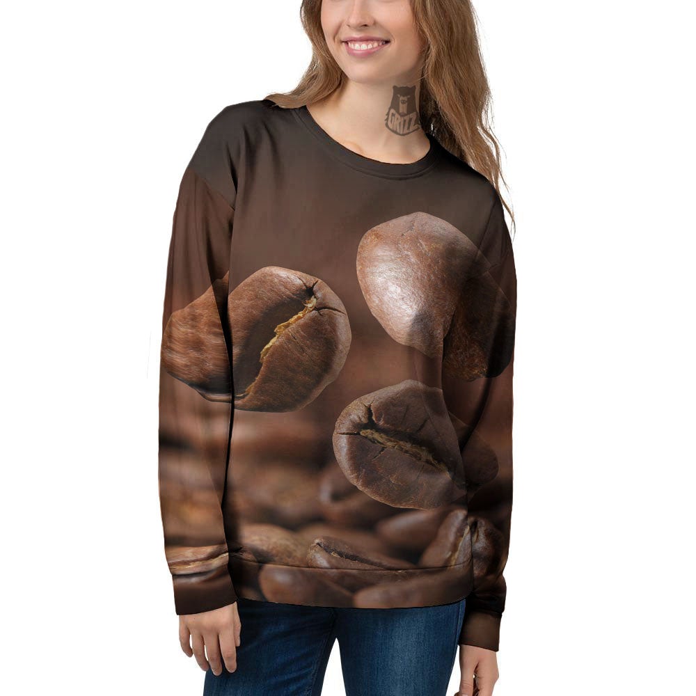 Roasted Coffee Bean Print Women's Sweatshirt-grizzshop