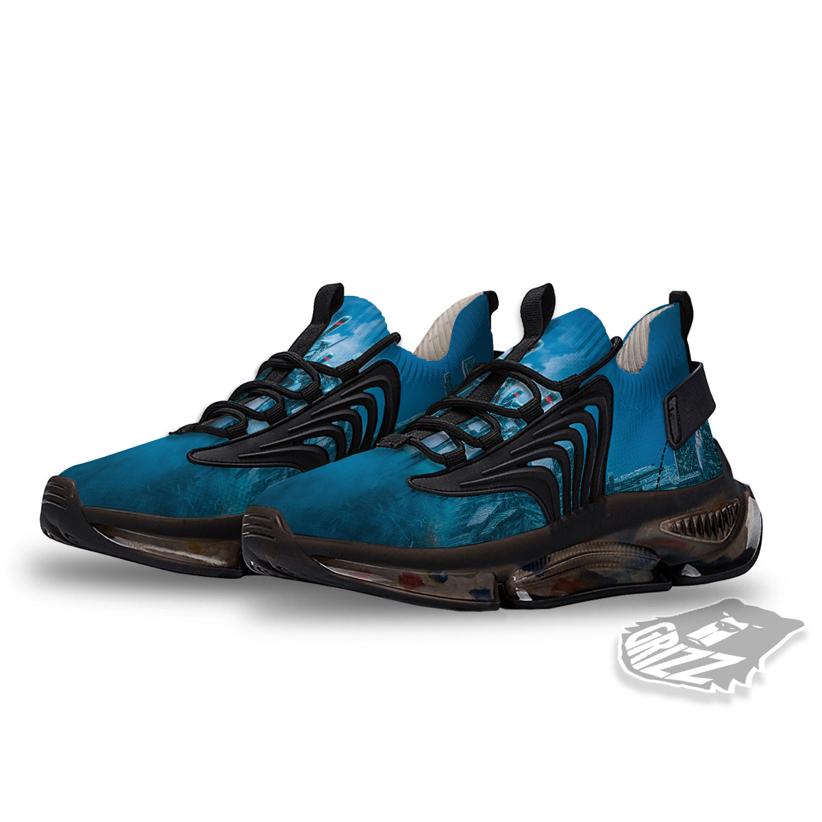 Robot Army Print Black Gym Shoes-grizzshop