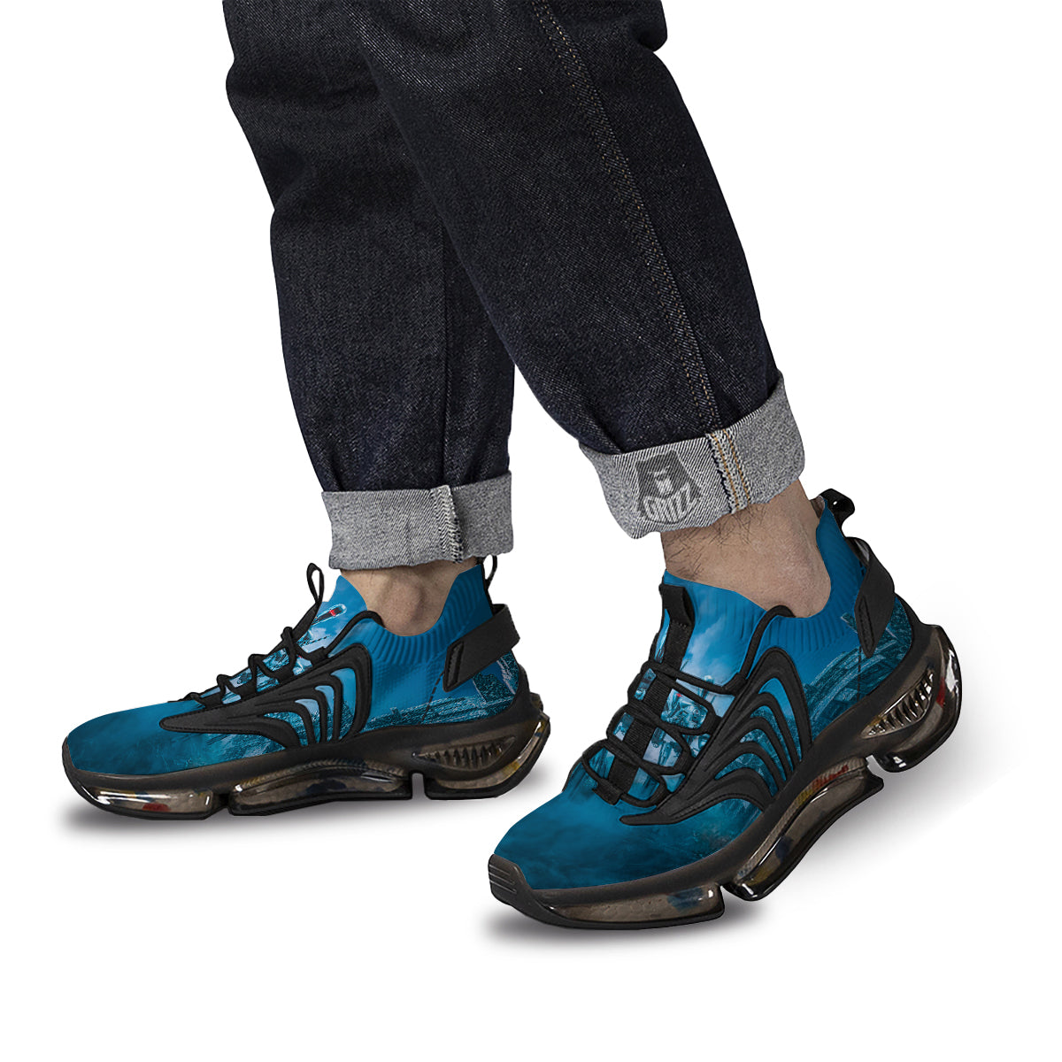 Robot Army Print Black Gym Shoes-grizzshop