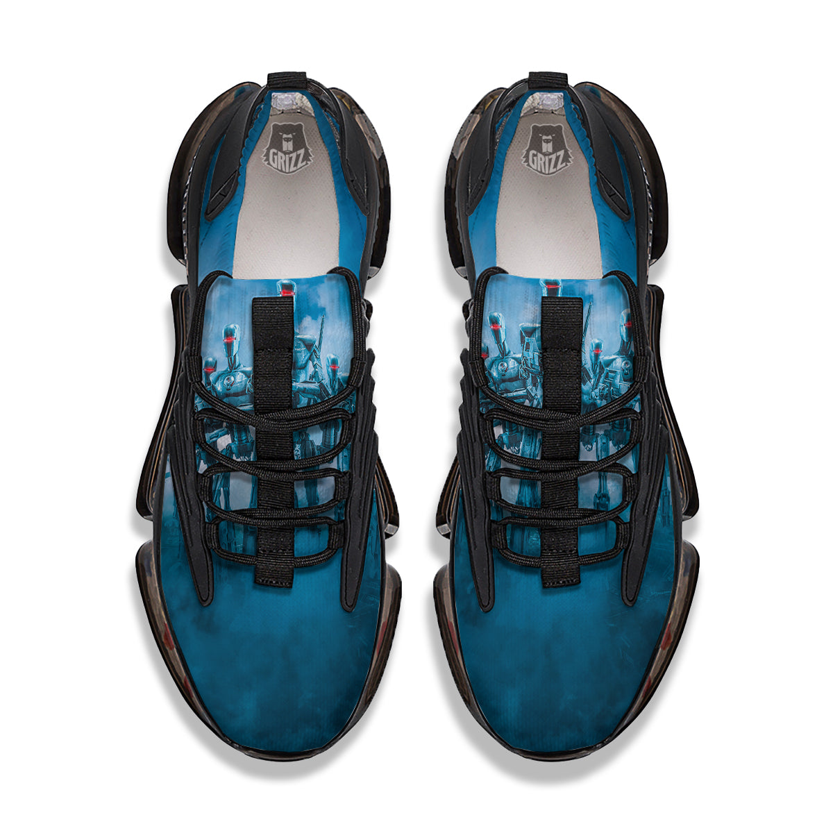 Robot Army Print Black Gym Shoes-grizzshop
