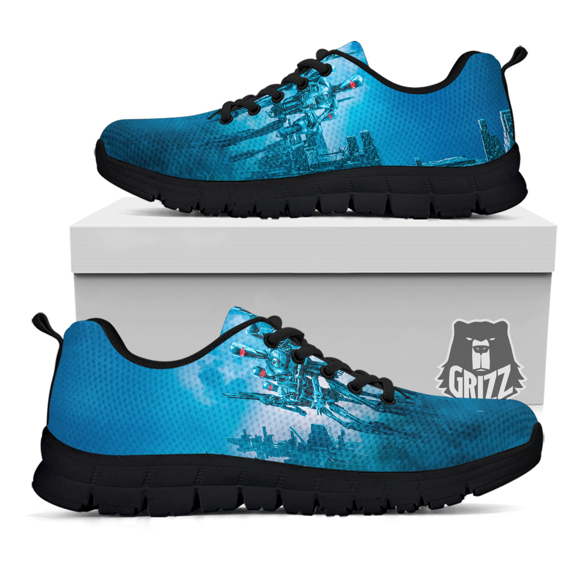 Robot Army Print Black Sneaker-grizzshop