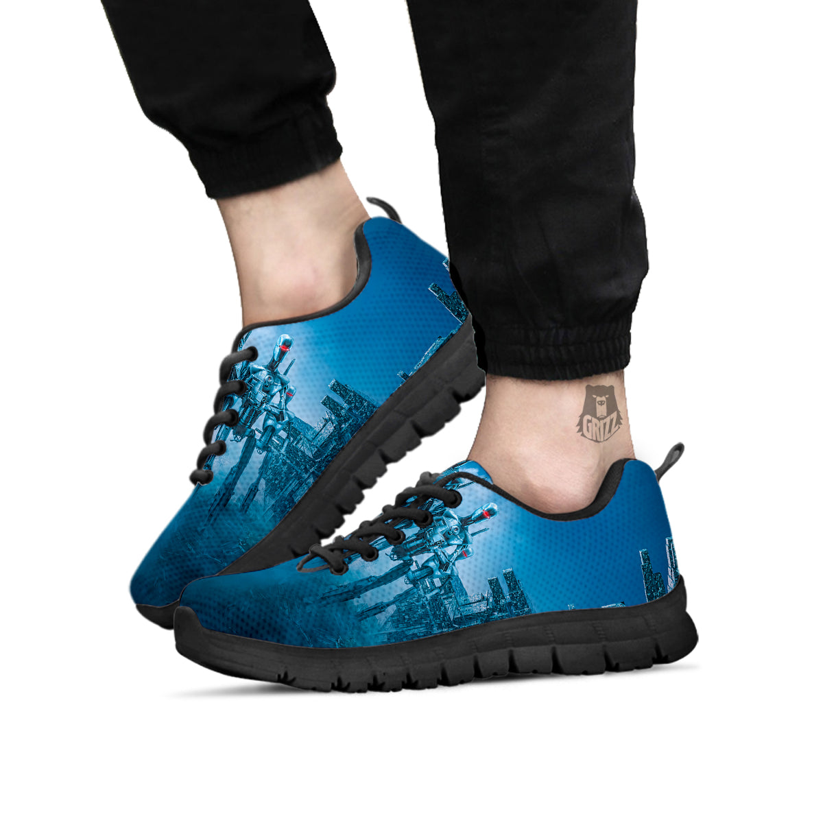 Robot Army Print Black Sneaker-grizzshop