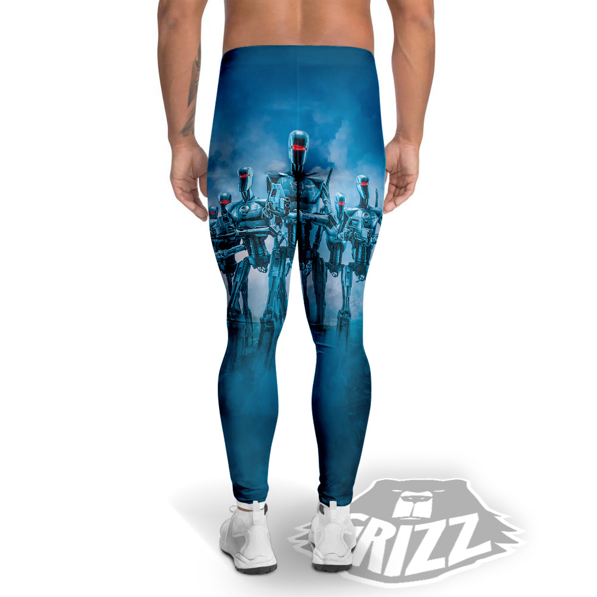 Robot Army Print Men's Leggings-grizzshop