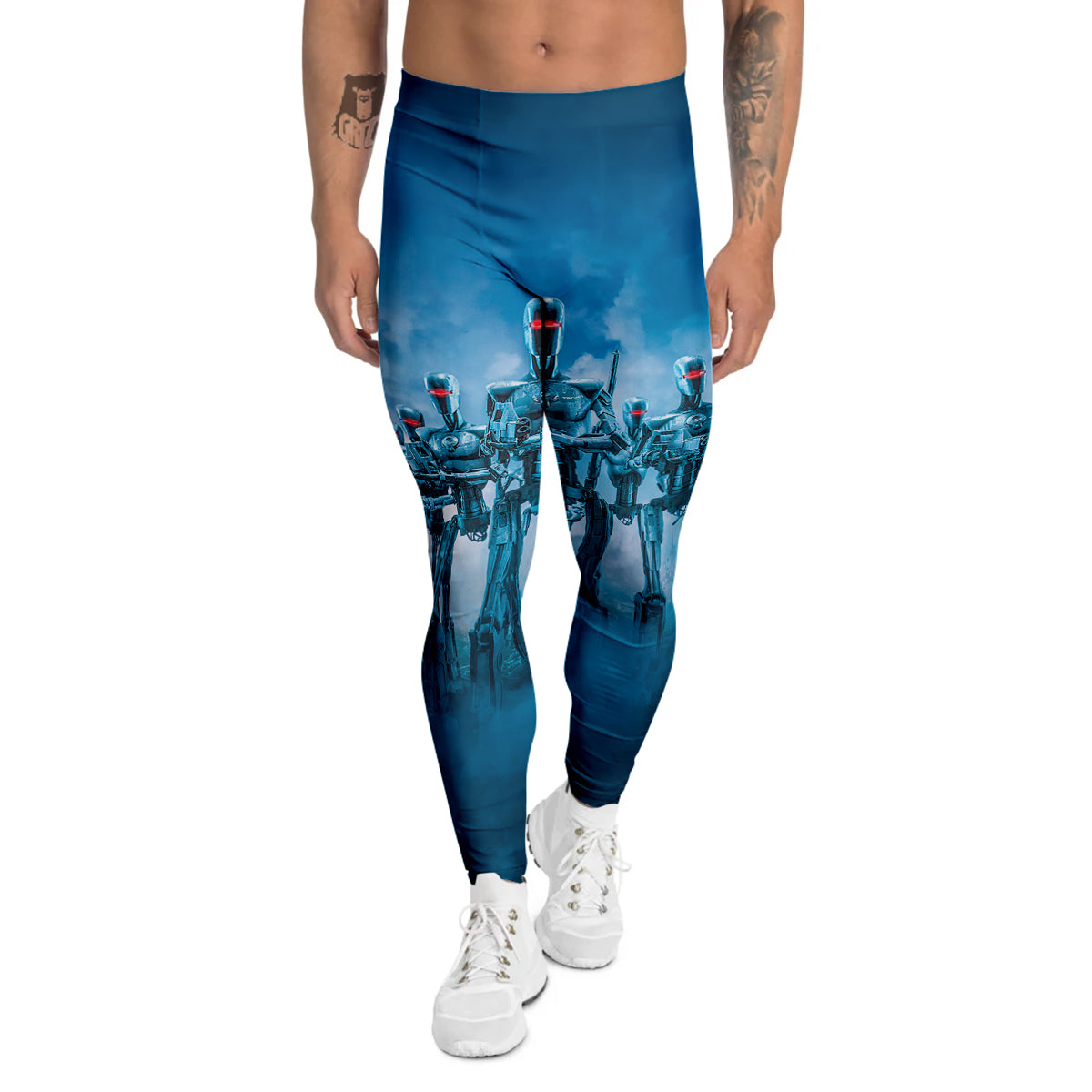 Robot Army Print Men's Leggings-grizzshop