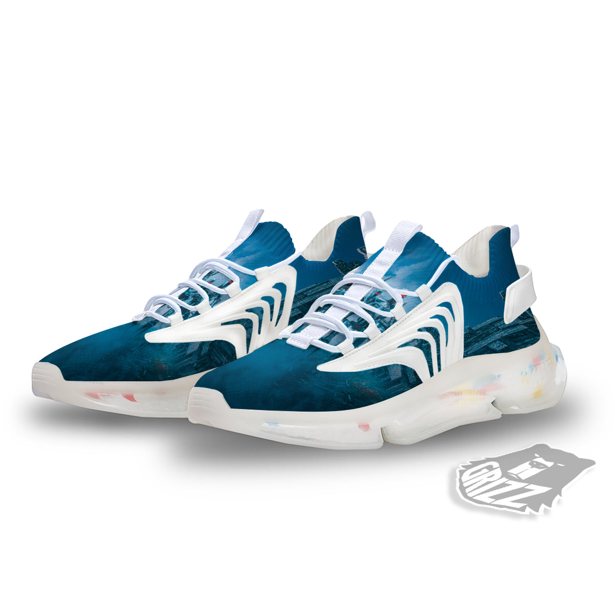 Robot Army Print White Gym Shoes-grizzshop