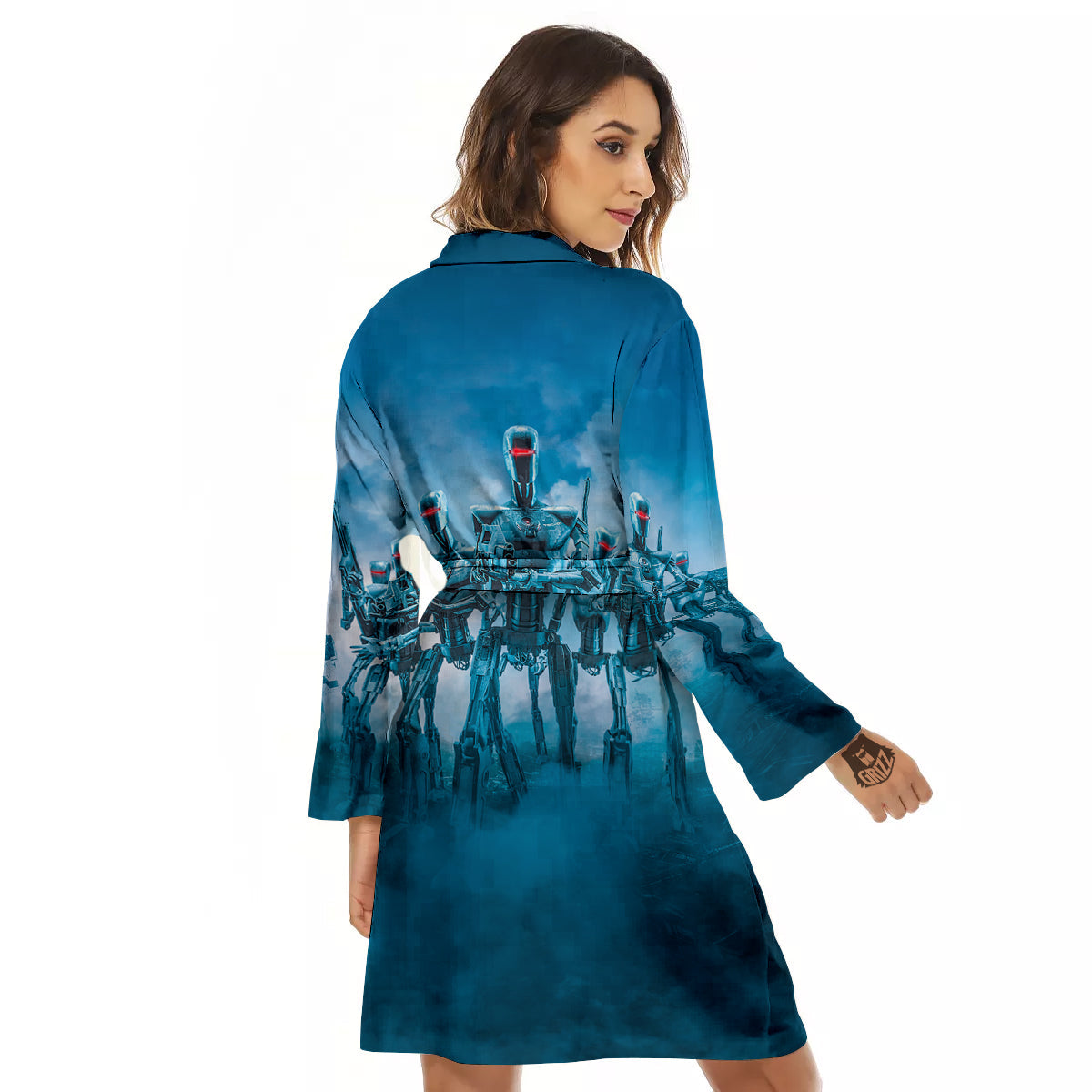 Robot Army Print Women's Robe-grizzshop