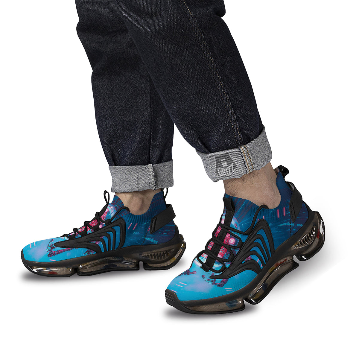 Robot Brain Machine Print Black Gym Shoes-grizzshop