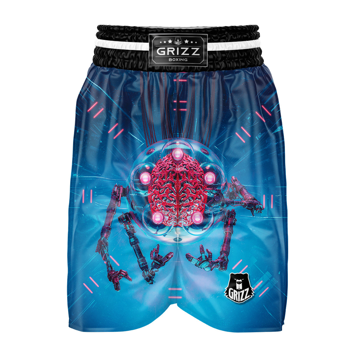 Robot Brain Machine Print Boxing Shorts-grizzshop