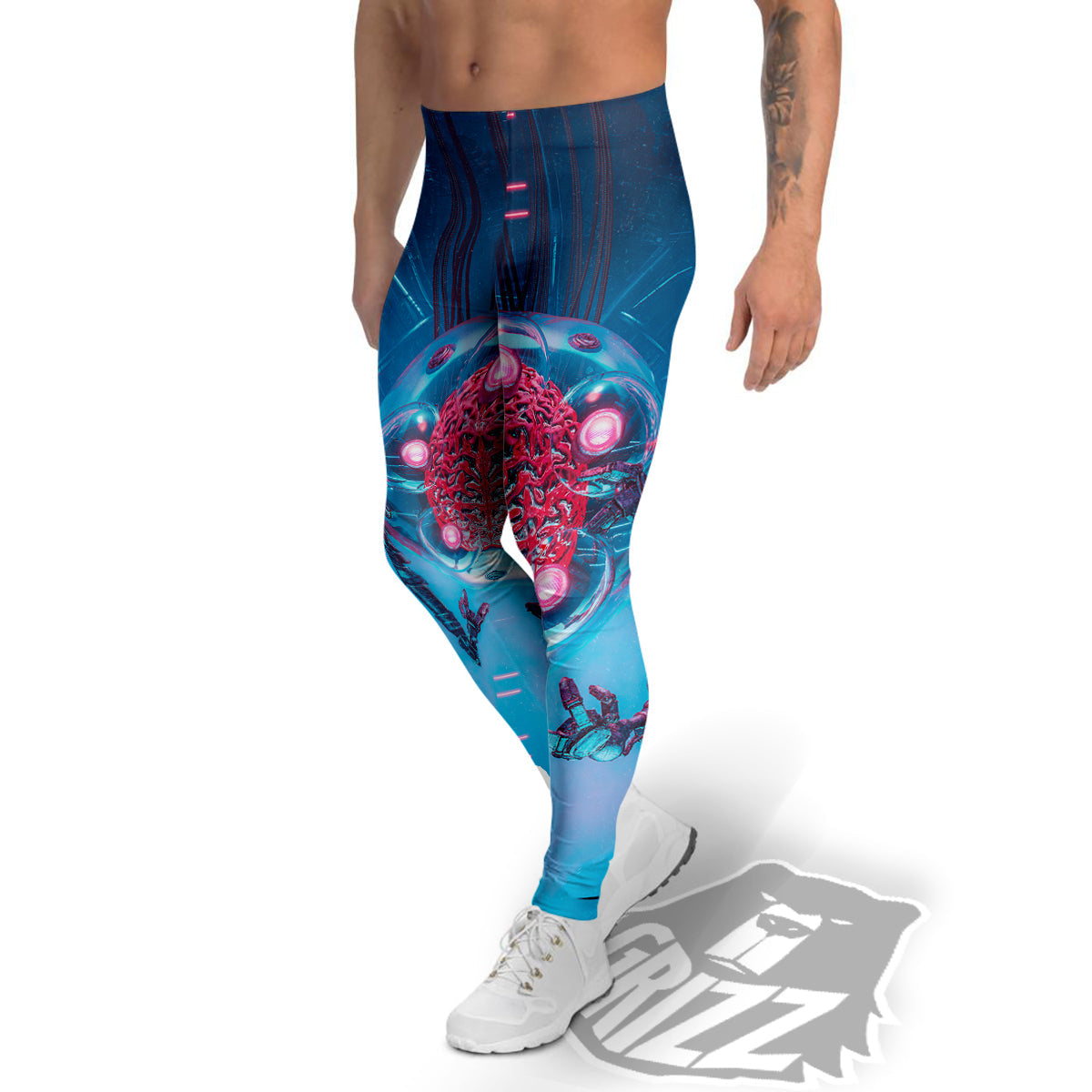 Robot Brain Machine Print Men's Leggings-grizzshop