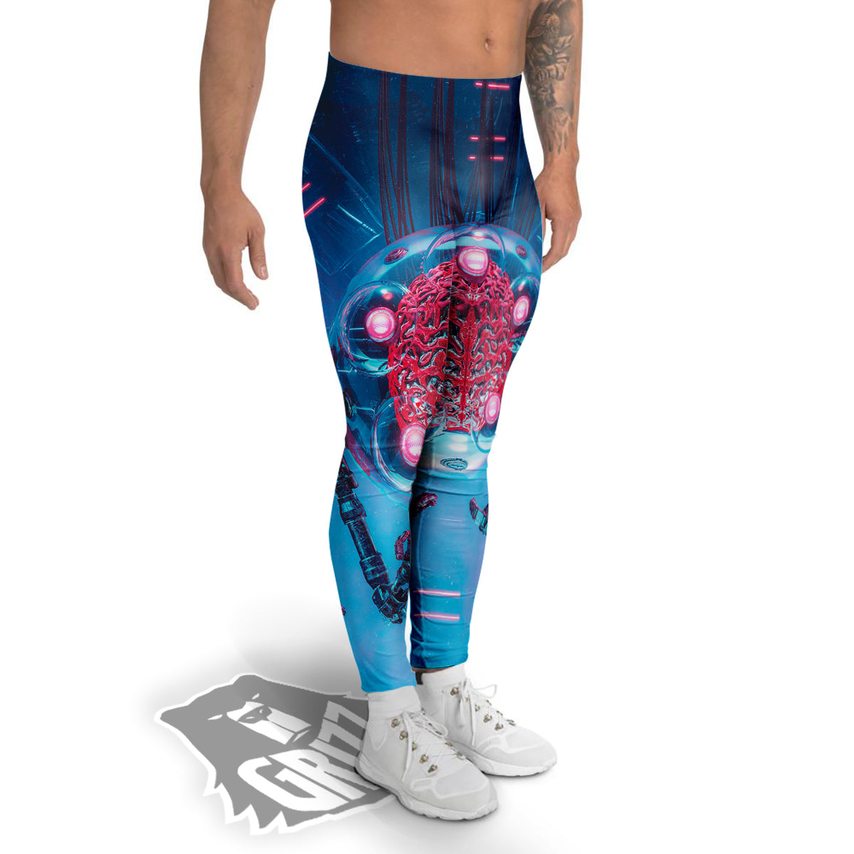 Robot Brain Machine Print Men's Leggings-grizzshop