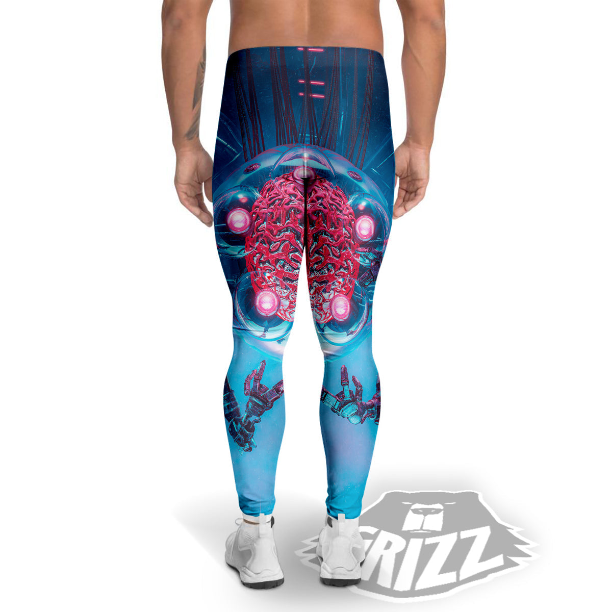 Robot Brain Machine Print Men's Leggings-grizzshop