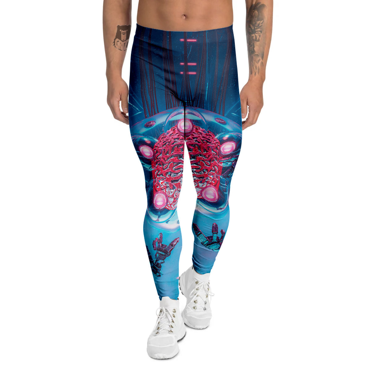 Robot Brain Machine Print Men's Leggings-grizzshop