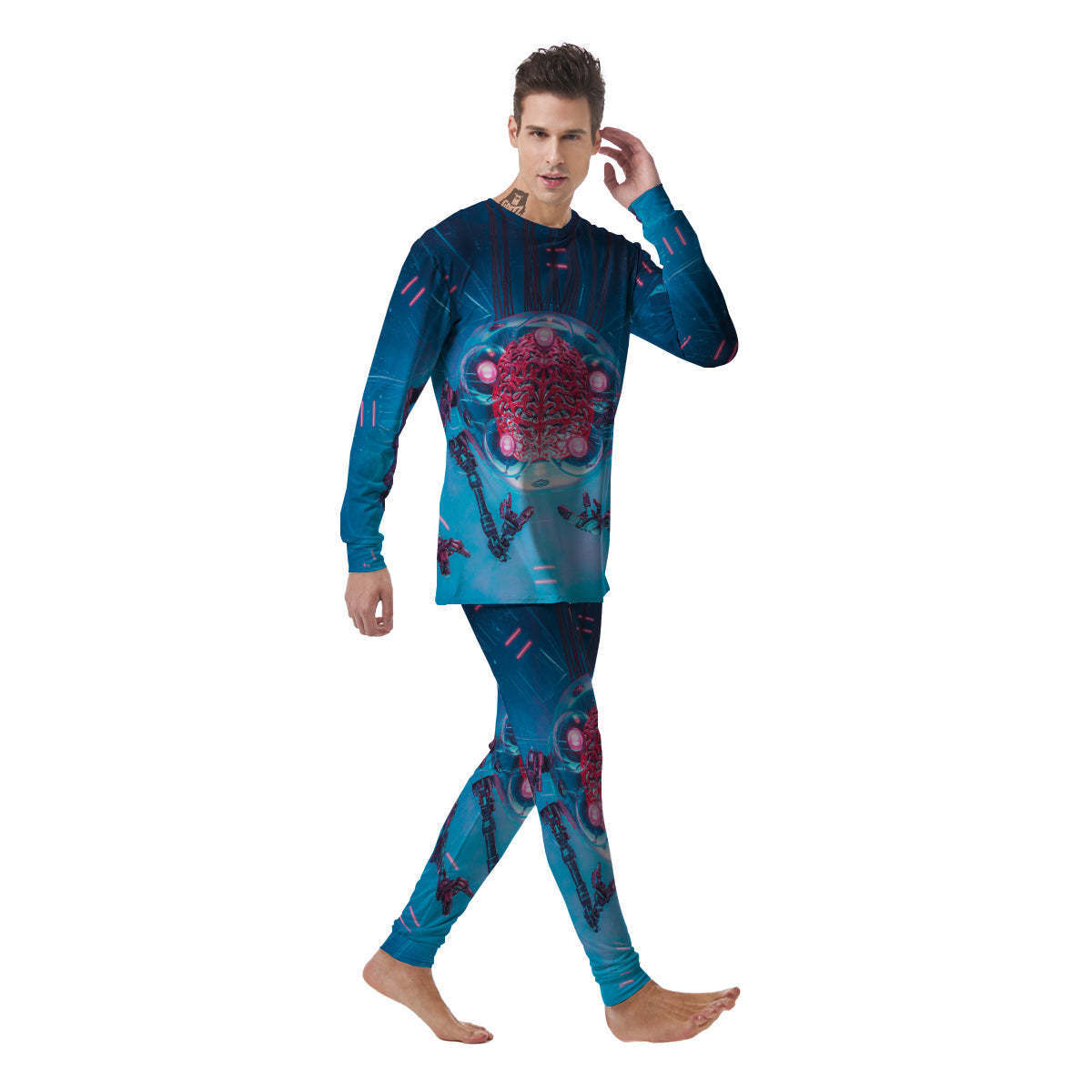 Robot Brain Machine Print Men's Pajamas-grizzshop