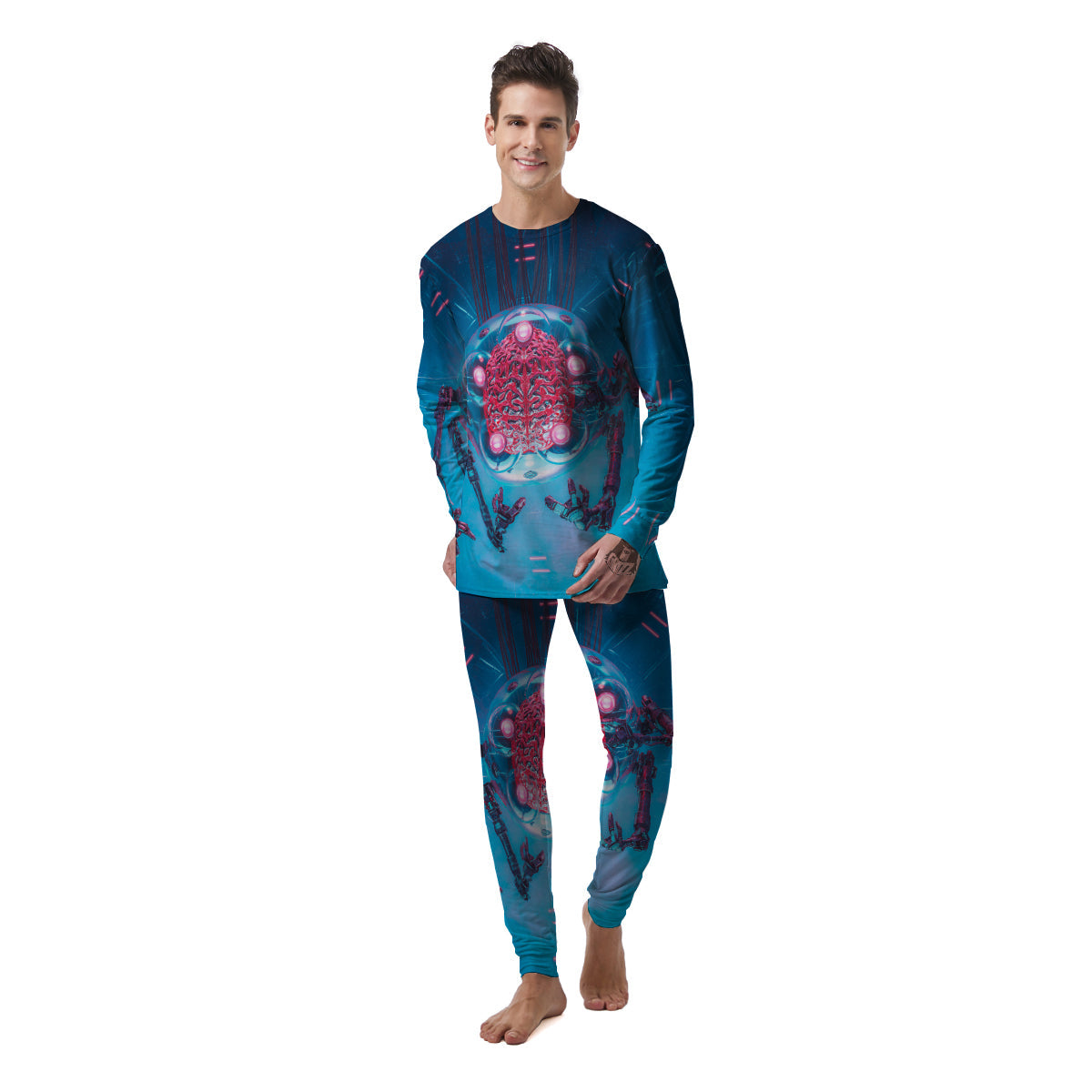 Robot Brain Machine Print Men's Pajamas-grizzshop