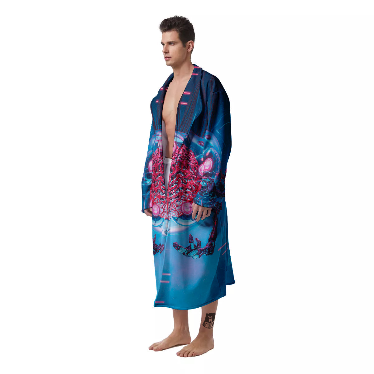 Robot Brain Machine Print Men's Robe-grizzshop