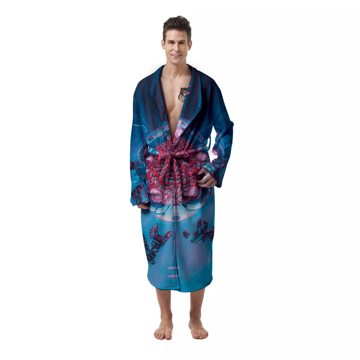 Robot Brain Machine Print Men's Robe