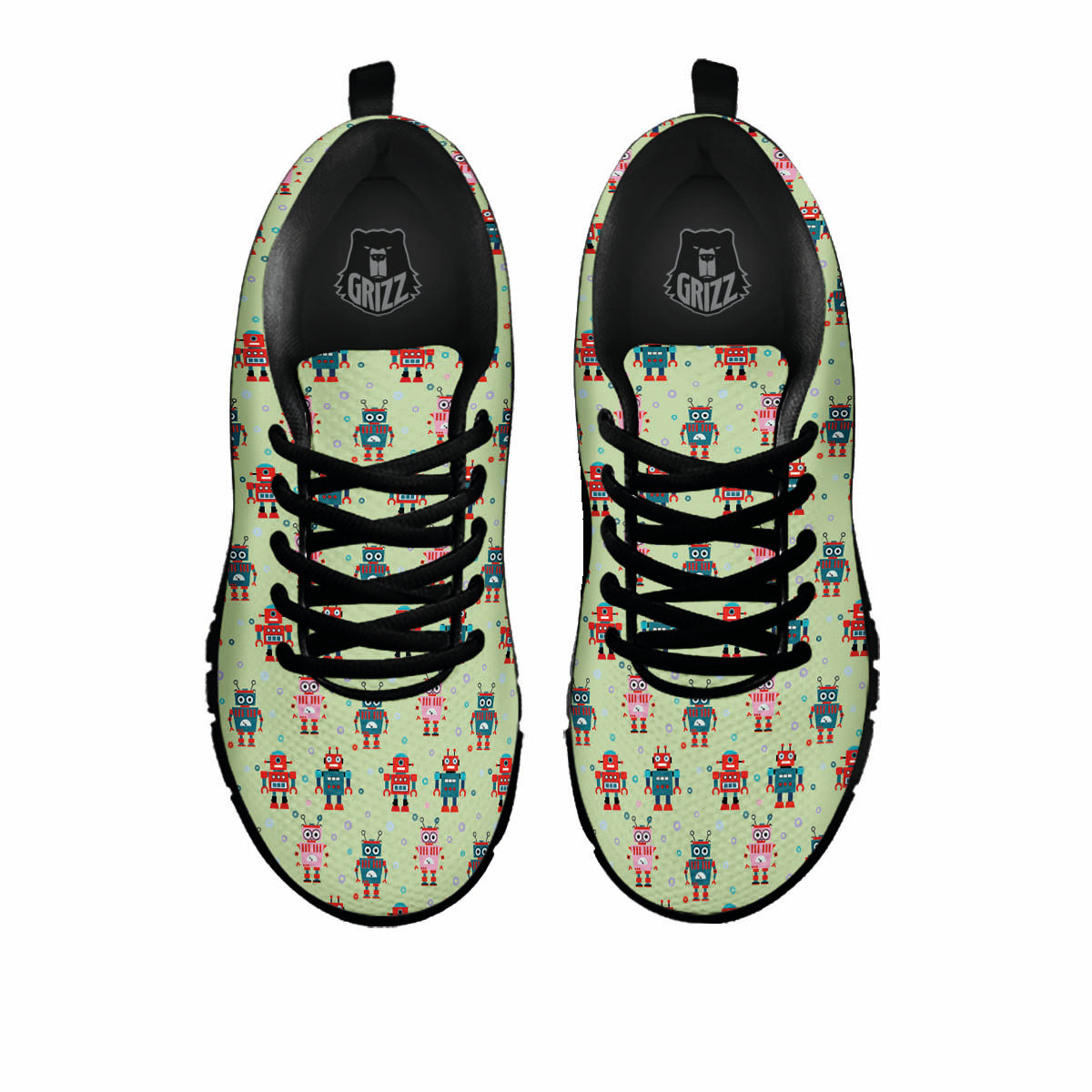 Robot Colorful Print Pattern Black Sneaker-grizzshop