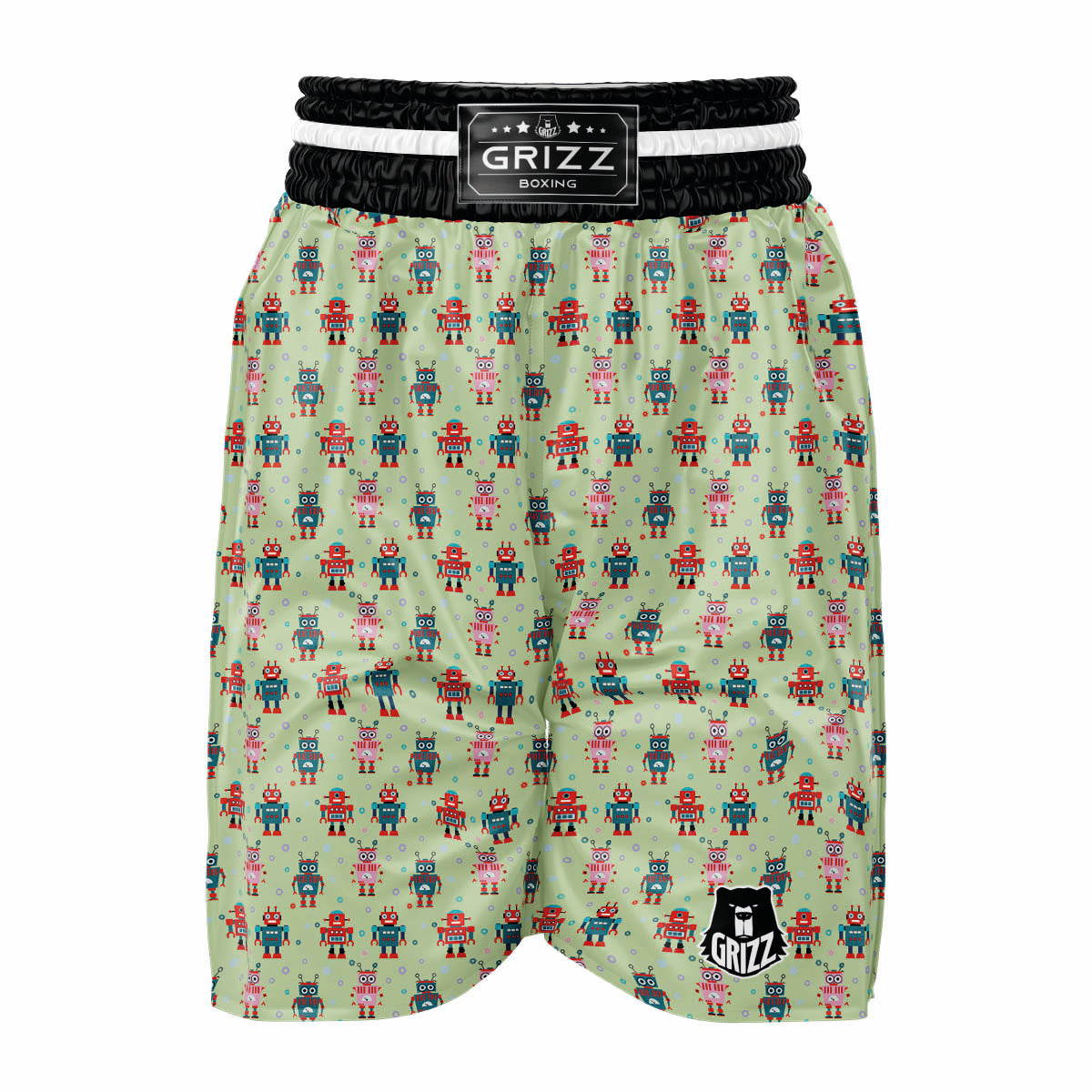 Robot Colorful Print Pattern Boxing Shorts-grizzshop