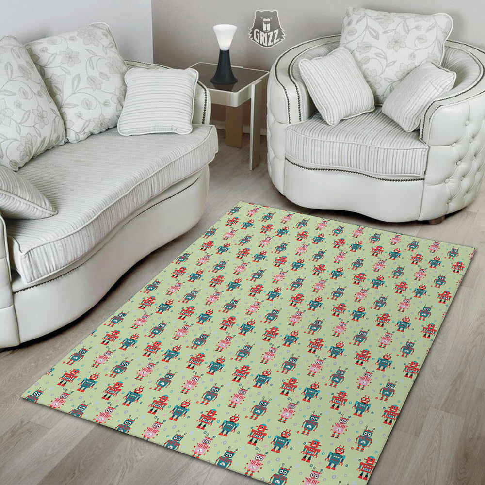 Robot Colorful Print Pattern Floor Mat-grizzshop