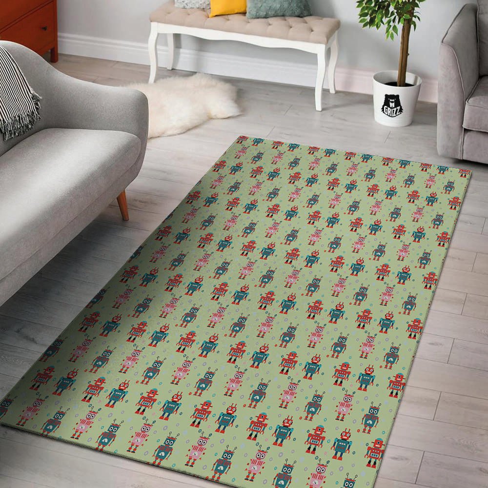 Robot Colorful Print Pattern Floor Mat-grizzshop