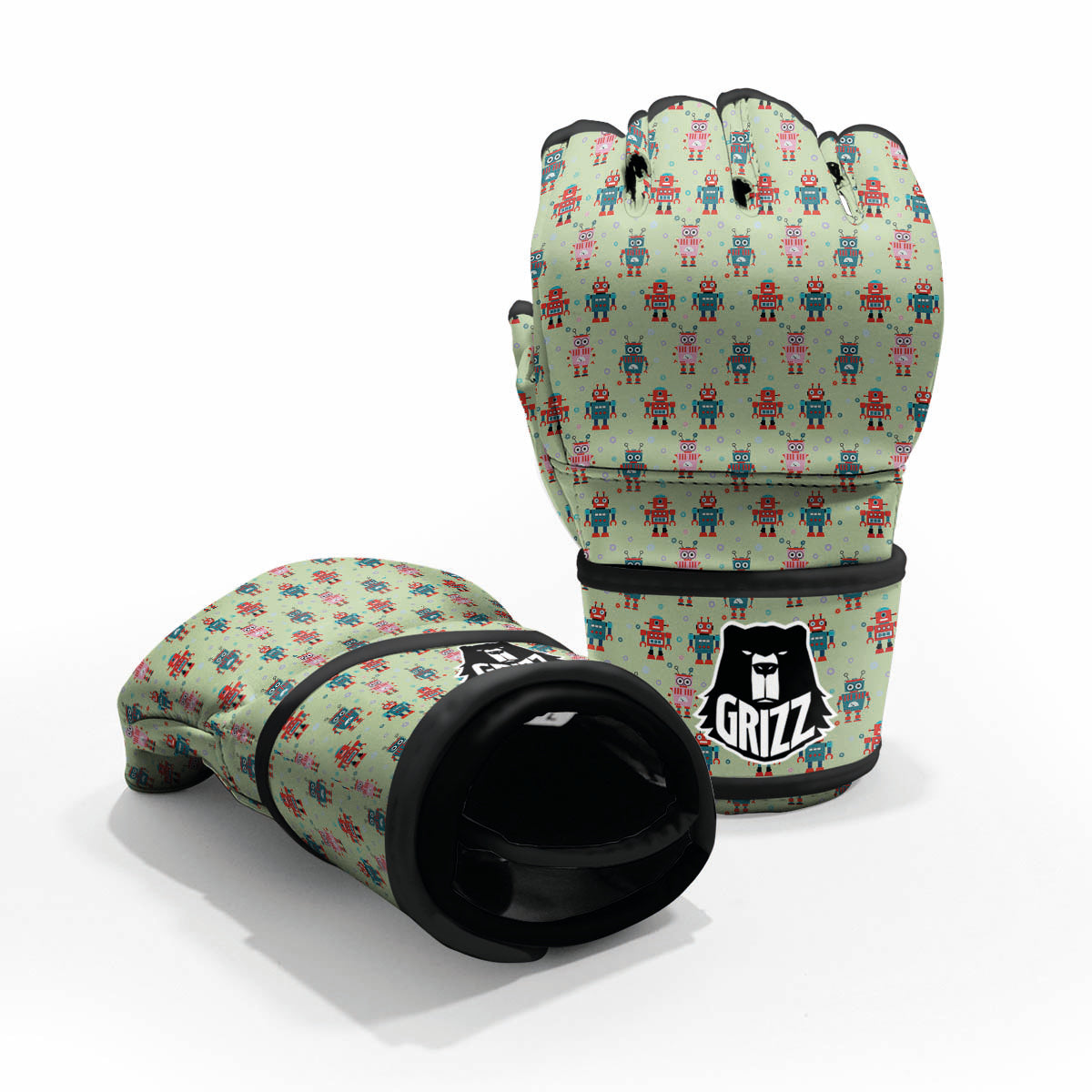 Robot Colorful Print Pattern MMA Gloves-grizzshop