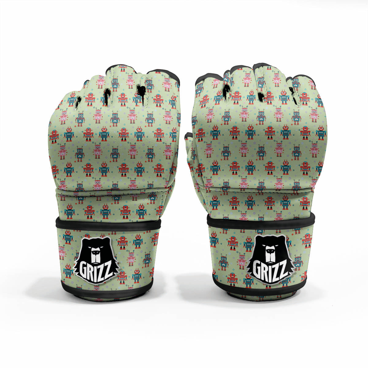 Robot Colorful Print Pattern MMA Gloves-grizzshop