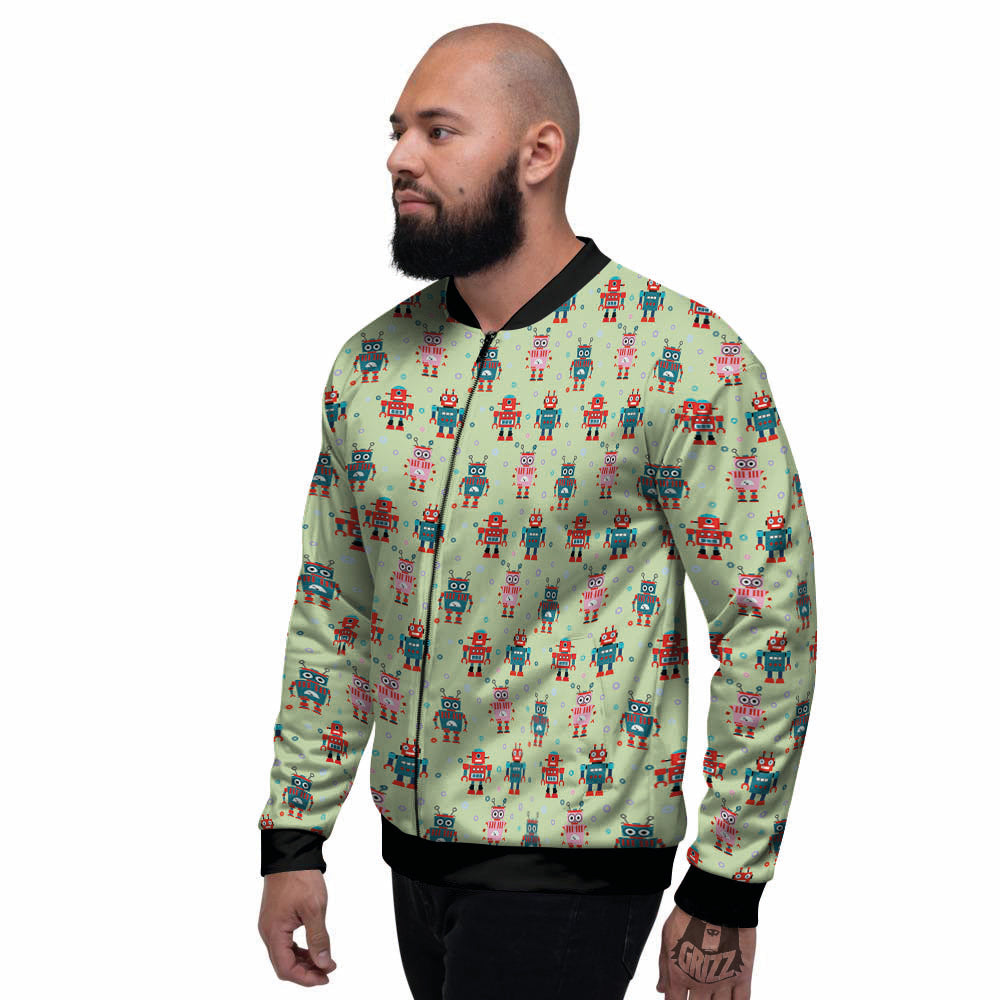 Robot Colorful Print Pattern Men's Bomber Jacket-grizzshop