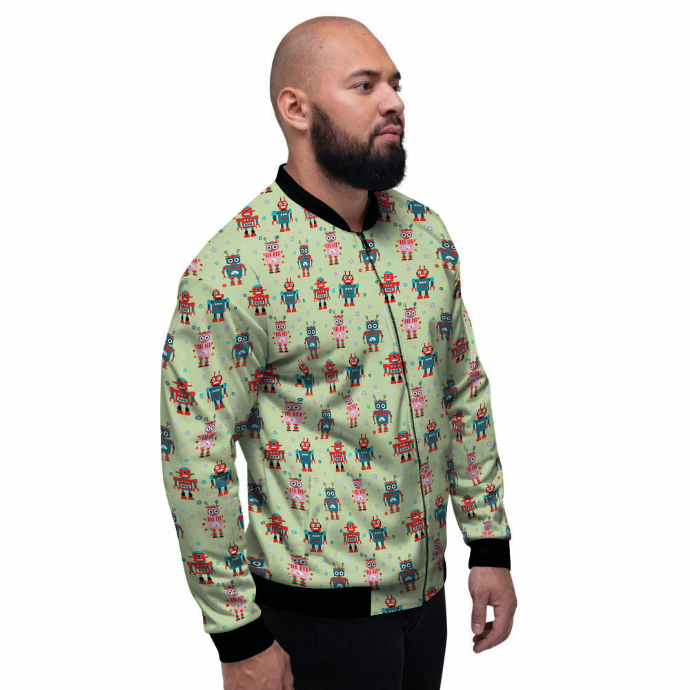 Robot Colorful Print Pattern Men's Bomber Jacket-grizzshop