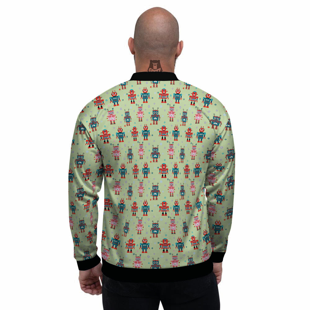 Robot Colorful Print Pattern Men's Bomber Jacket-grizzshop