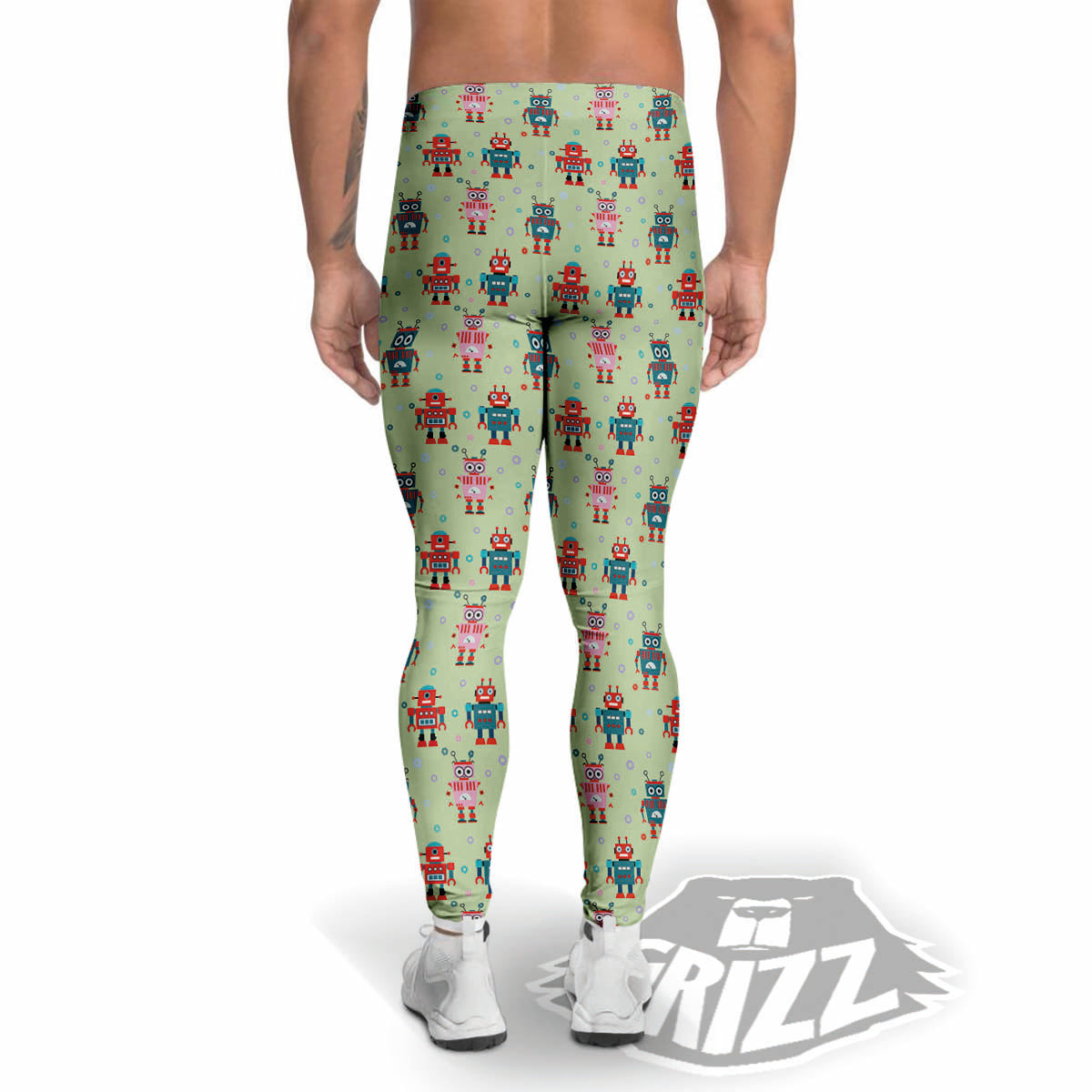 Robot Colorful Print Pattern Men's Leggings-grizzshop