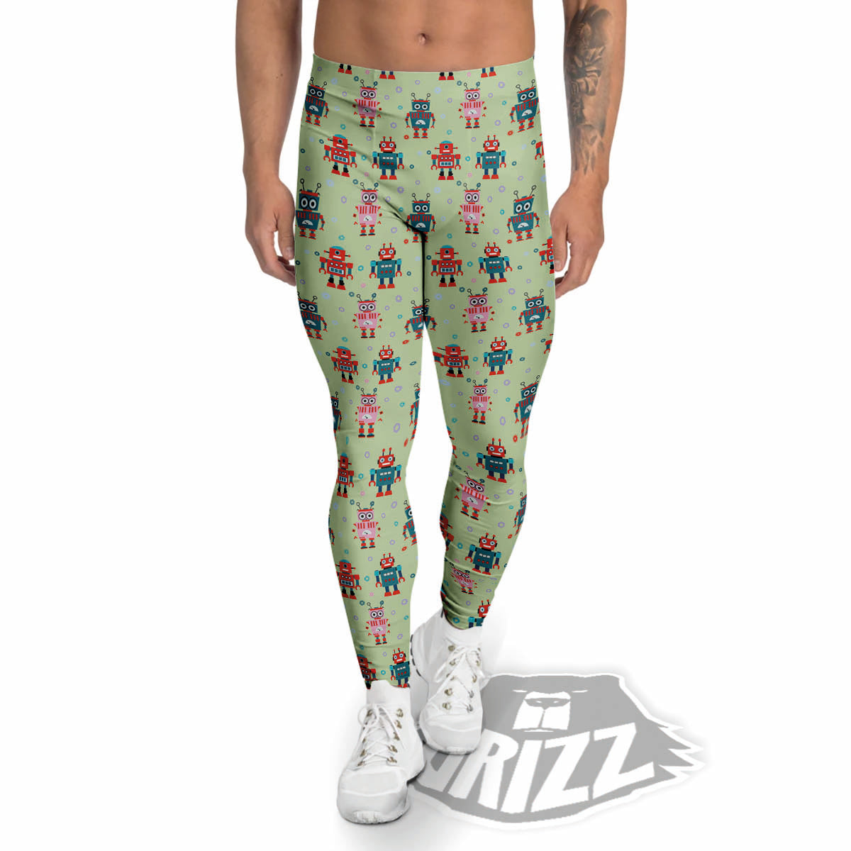 Robot Colorful Print Pattern Men's Leggings-grizzshop