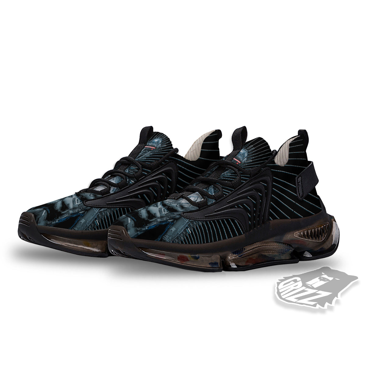 Robot Connection Print Black Gym Shoes-grizzshop