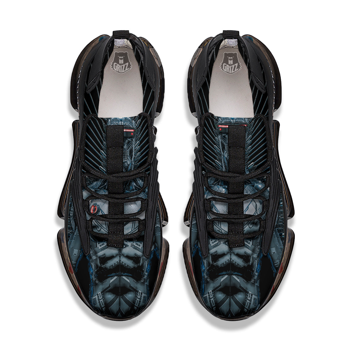 Robot Connection Print Black Gym Shoes-grizzshop