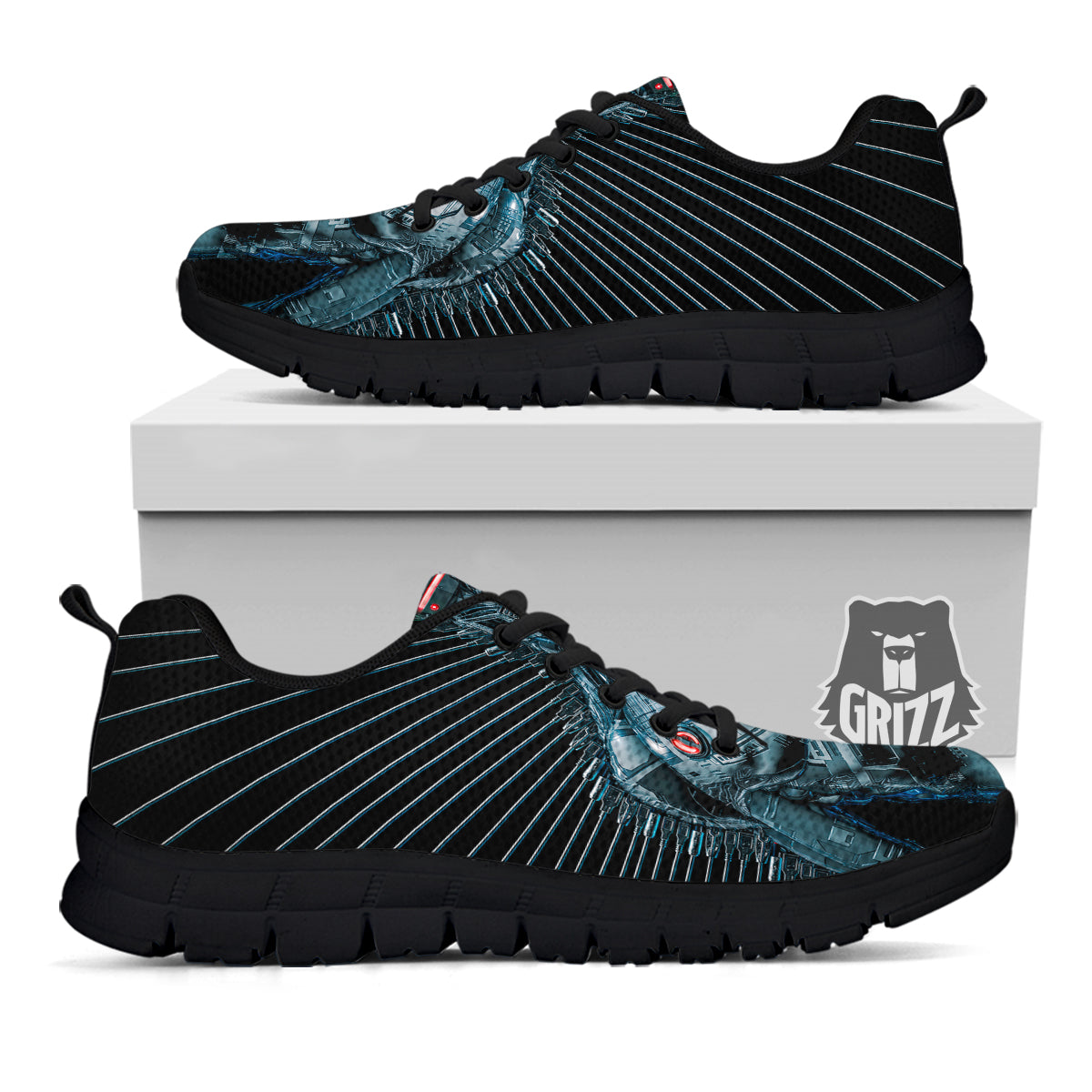 Robot Connection Print Black Sneaker-grizzshop