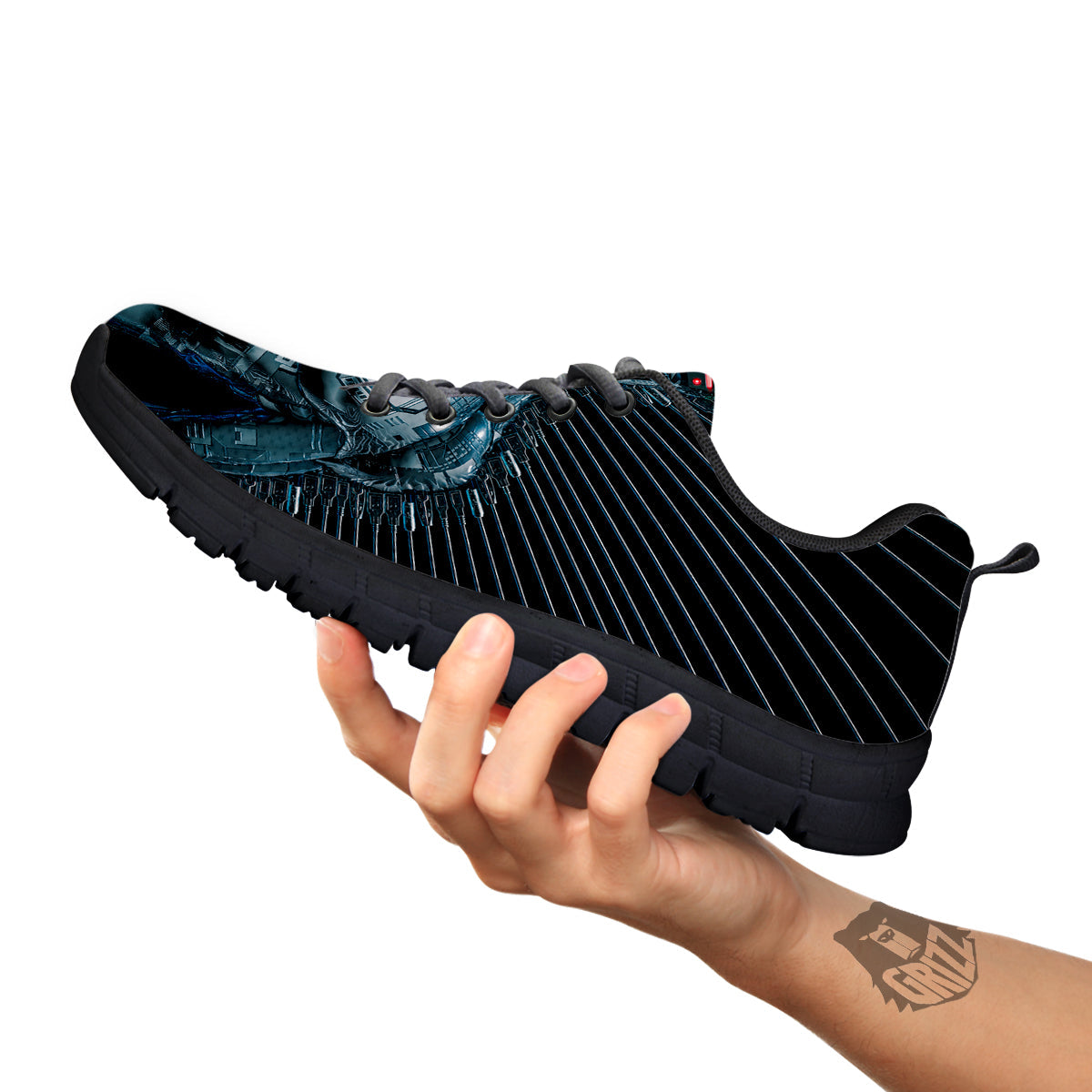Robot Connection Print Black Sneaker-grizzshop