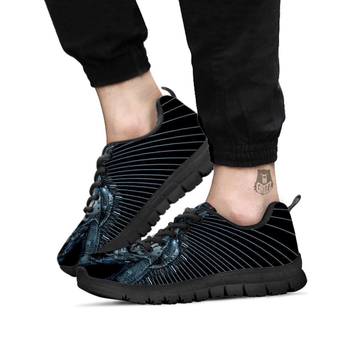 Robot Connection Print Black Sneaker-grizzshop