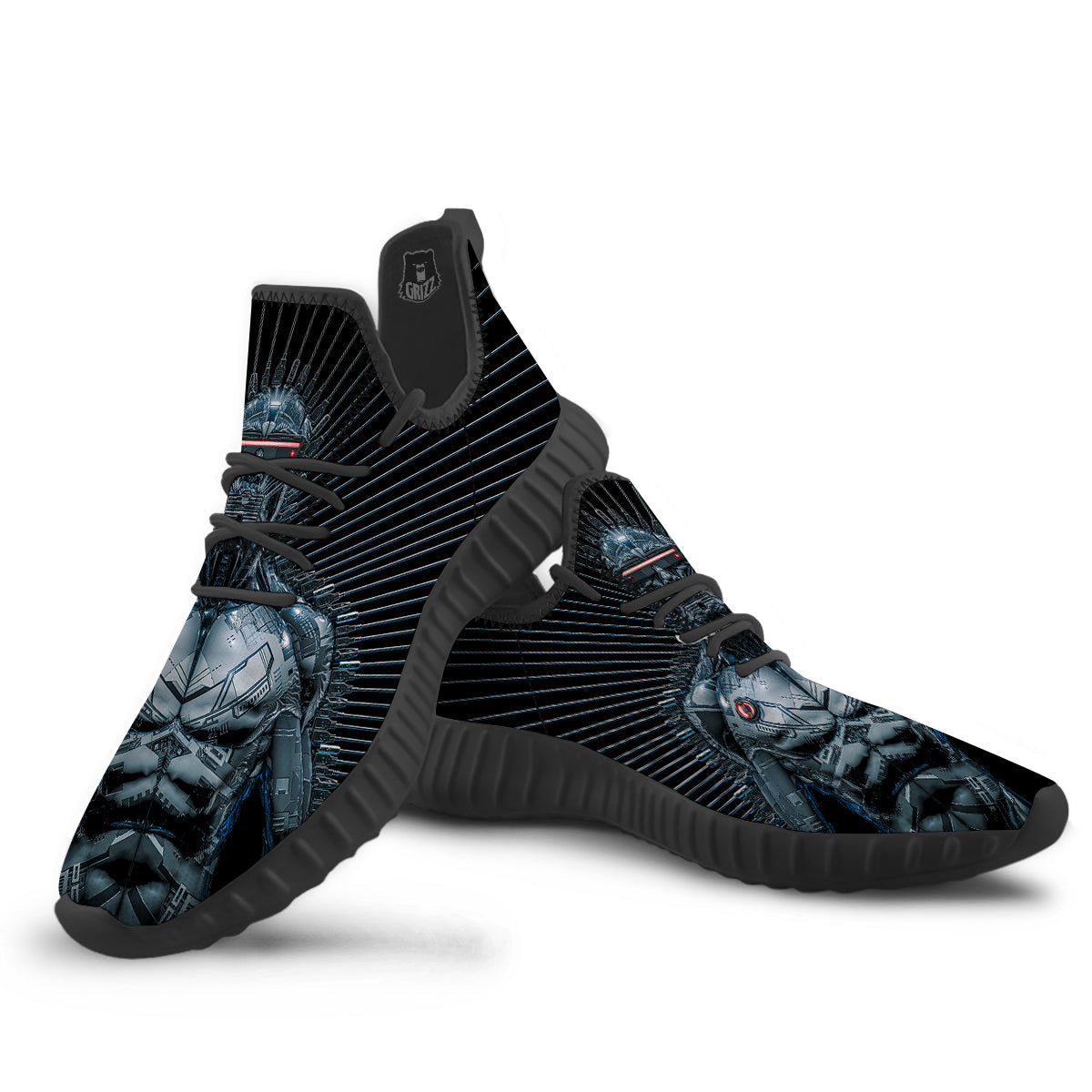 Robot Connection Print Black Walking Shoes-grizzshop