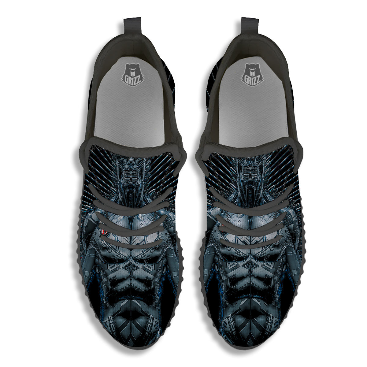 Robot Connection Print Black Walking Shoes-grizzshop