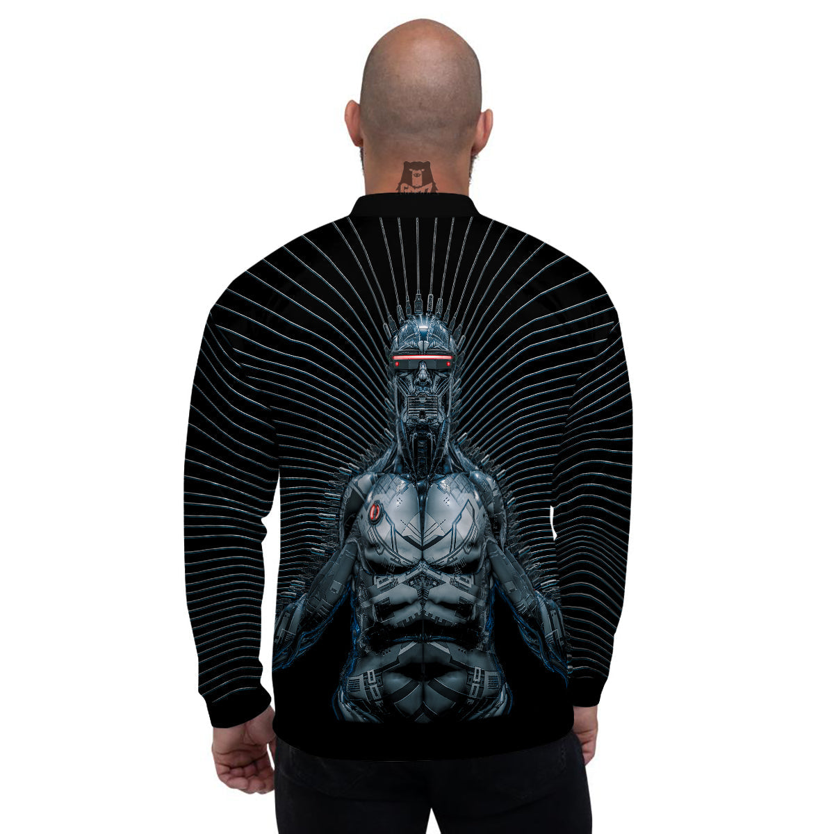 Robot Connection Print Men's Bomber Jacket-grizzshop